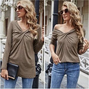 🌹IVANA Womens Cross Knot Long Sleeve Blouse🌹